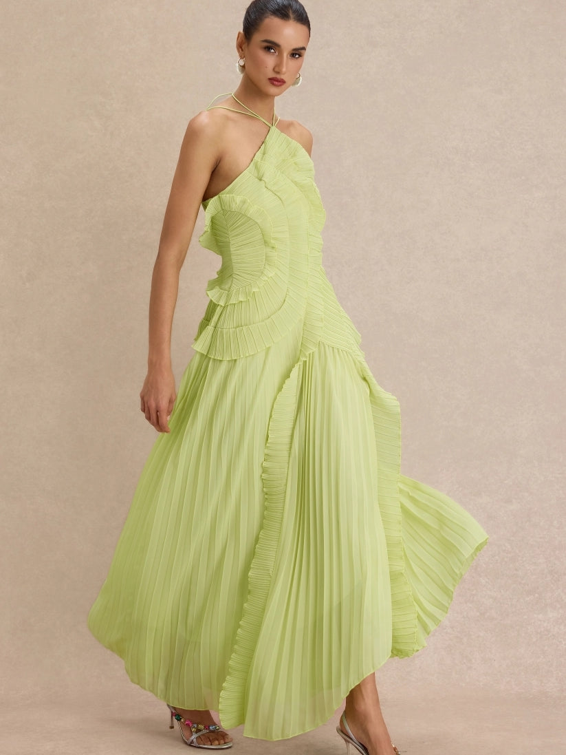 Women's Elegant Pleated Chiffon Dress