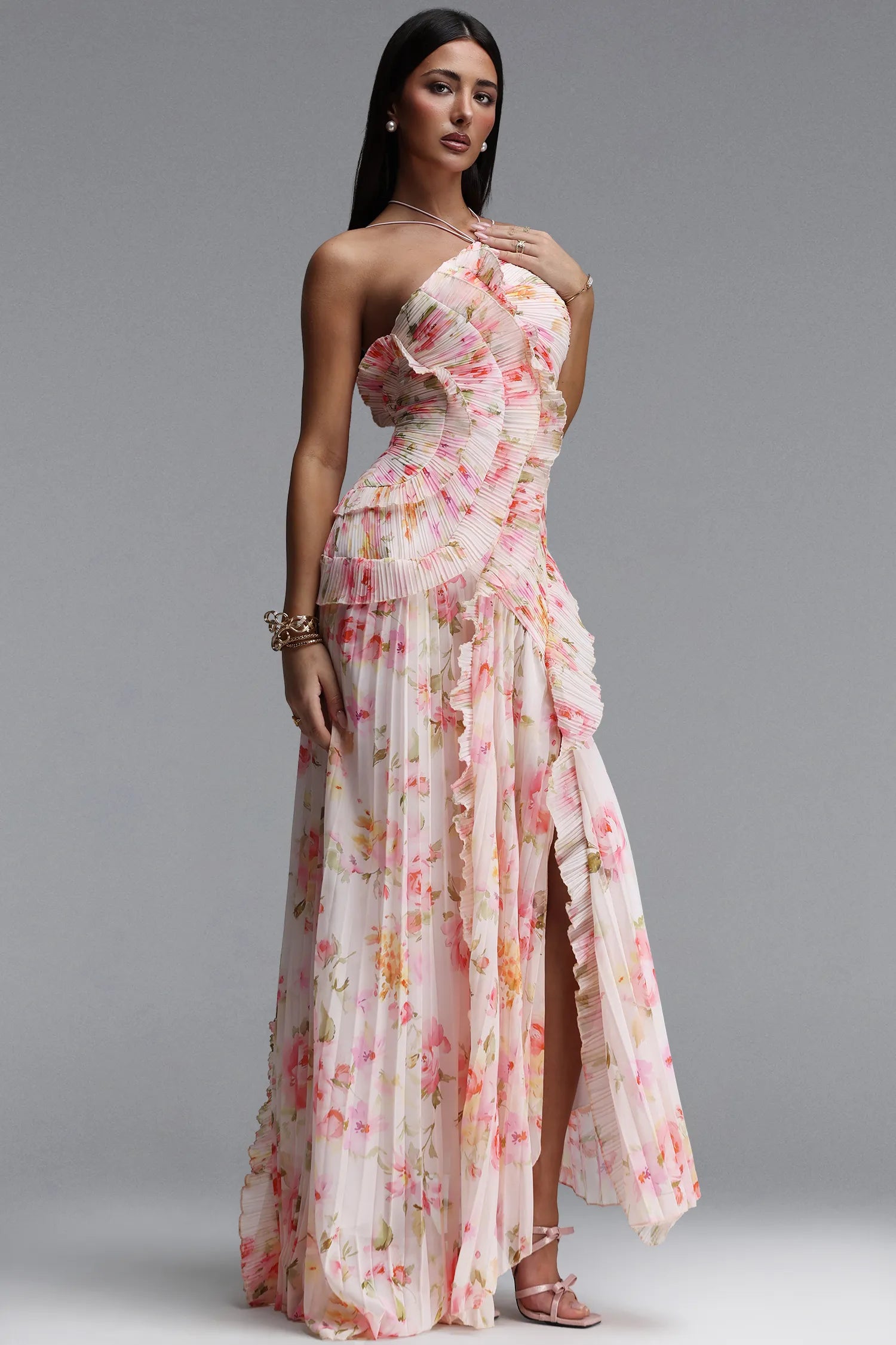 Women's Elegant Pleated Chiffon Dress