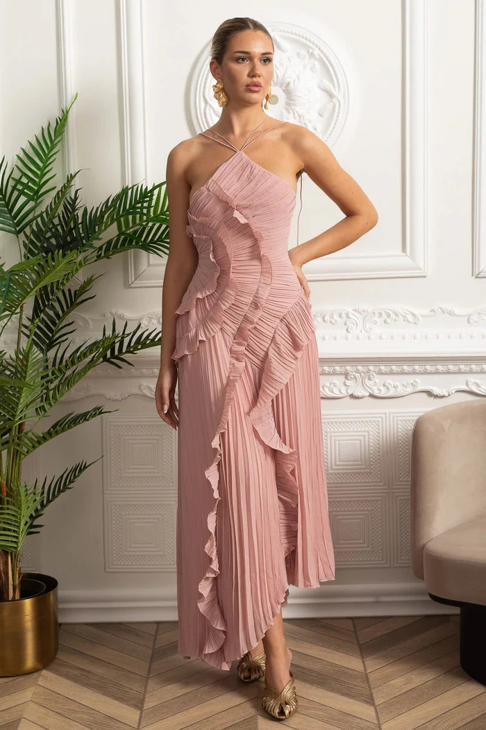 Women's Elegant Pleated Chiffon Dress