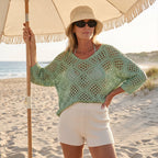 Women's Bohemian Style V-neck Open-front Crochet Top