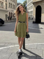 Women's 2026 Summer Casual Mini Sundress Beach Vacation Sleeveless V Neck Flowy A Line Dress with Pockets