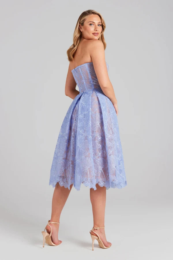 WOMEN'S STRAPLESS LACE MIDI DRESS