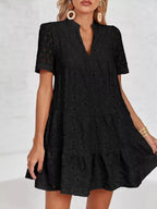 Summer V-Neck Tiered Lace Casual Dress