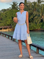 Women's 2026 Summer Casual Mini Sundress Beach Vacation Sleeveless V Neck Flowy A Line Dress with Pockets