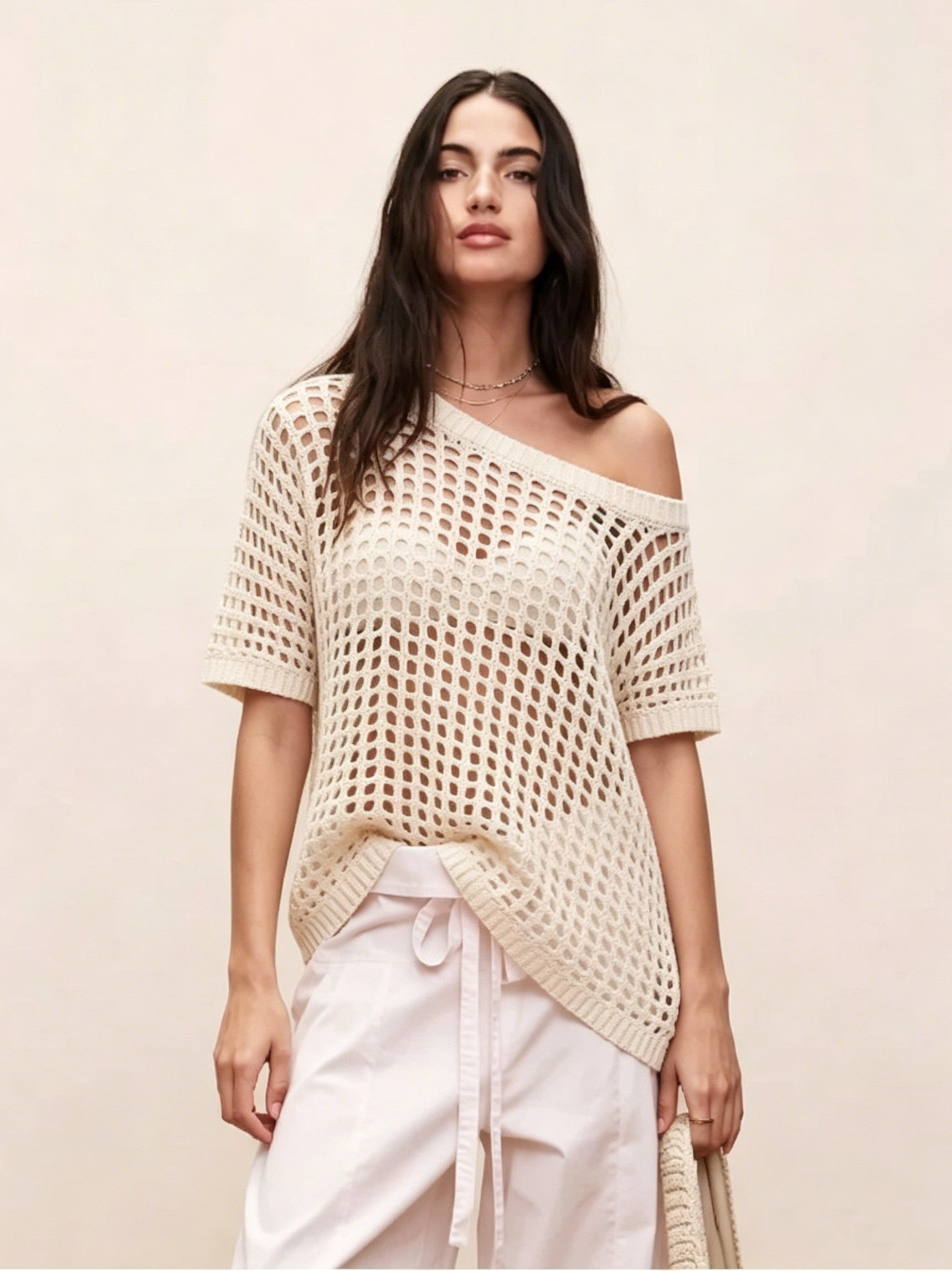 Sexy Hollow Short-Sleeve Sweater