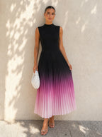 Round Neck Sleeveless Gradient Dress