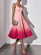 PLEATED OMBRE PARTY MIDI DRESS