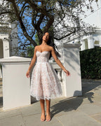 WOMEN'S STRAPLESS LACE MIDI DRESS