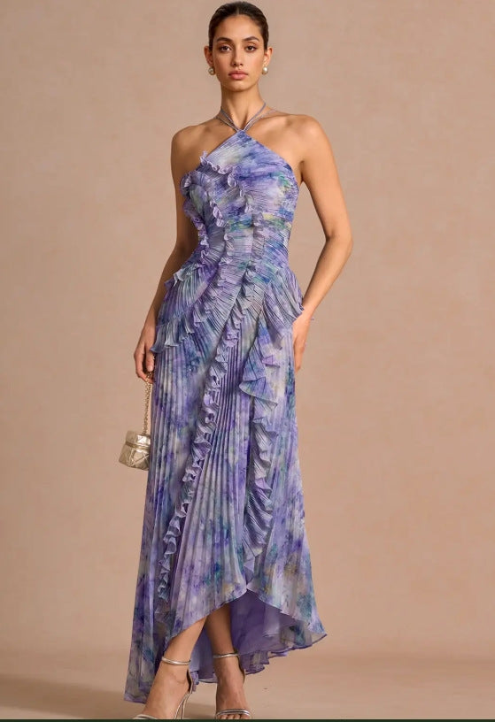 Women's Elegant Pleated Chiffon Dress
