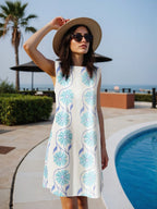 Summer Sleeveless Printed Midi Dress For Women