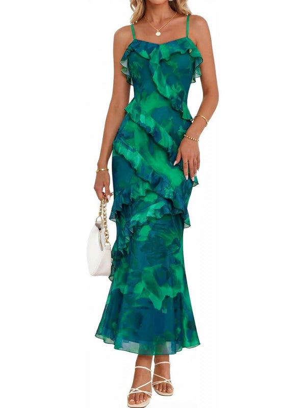 Summer Floral Wedding Guest Maxi Dress Women