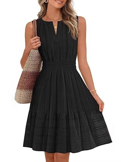 Women's 2026 Summer Casual Mini Sundress Beach Vacation Sleeveless V Neck Flowy A Line Dress with Pockets