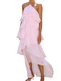 Halter-Neck Chiffon Maxi Dress