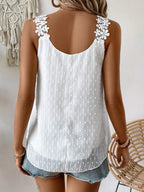 Womens Tank Tops Flowy Sleeveless Summer Boho Tank Top for Women Casual Crewneck Strap Lace Camisole Shirts