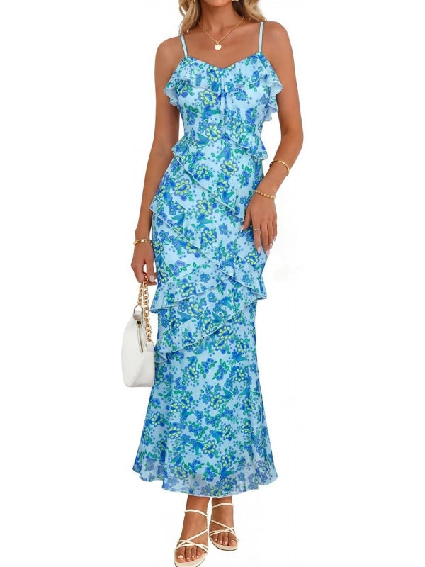 Summer Floral Wedding Guest Maxi Dress Women