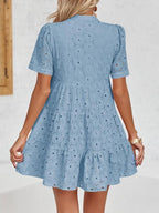 Summer V-Neck Tiered Lace Casual Dress
