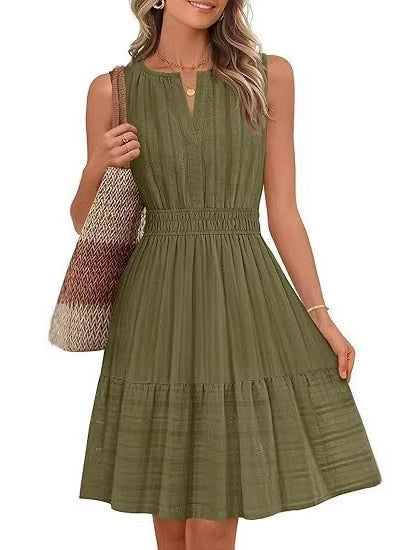 Women's 2026 Summer Casual Mini Sundress Beach Vacation Sleeveless V Neck Flowy A Line Dress with Pockets