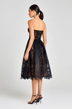WOMEN'S STRAPLESS LACE MIDI DRESS