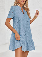Summer V-Neck Tiered Lace Casual Dress