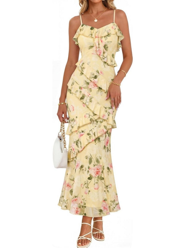 Summer Floral Wedding Guest Maxi Dress Women