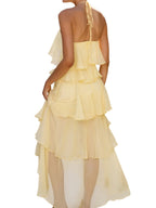 Halter-Neck Chiffon Maxi Dress