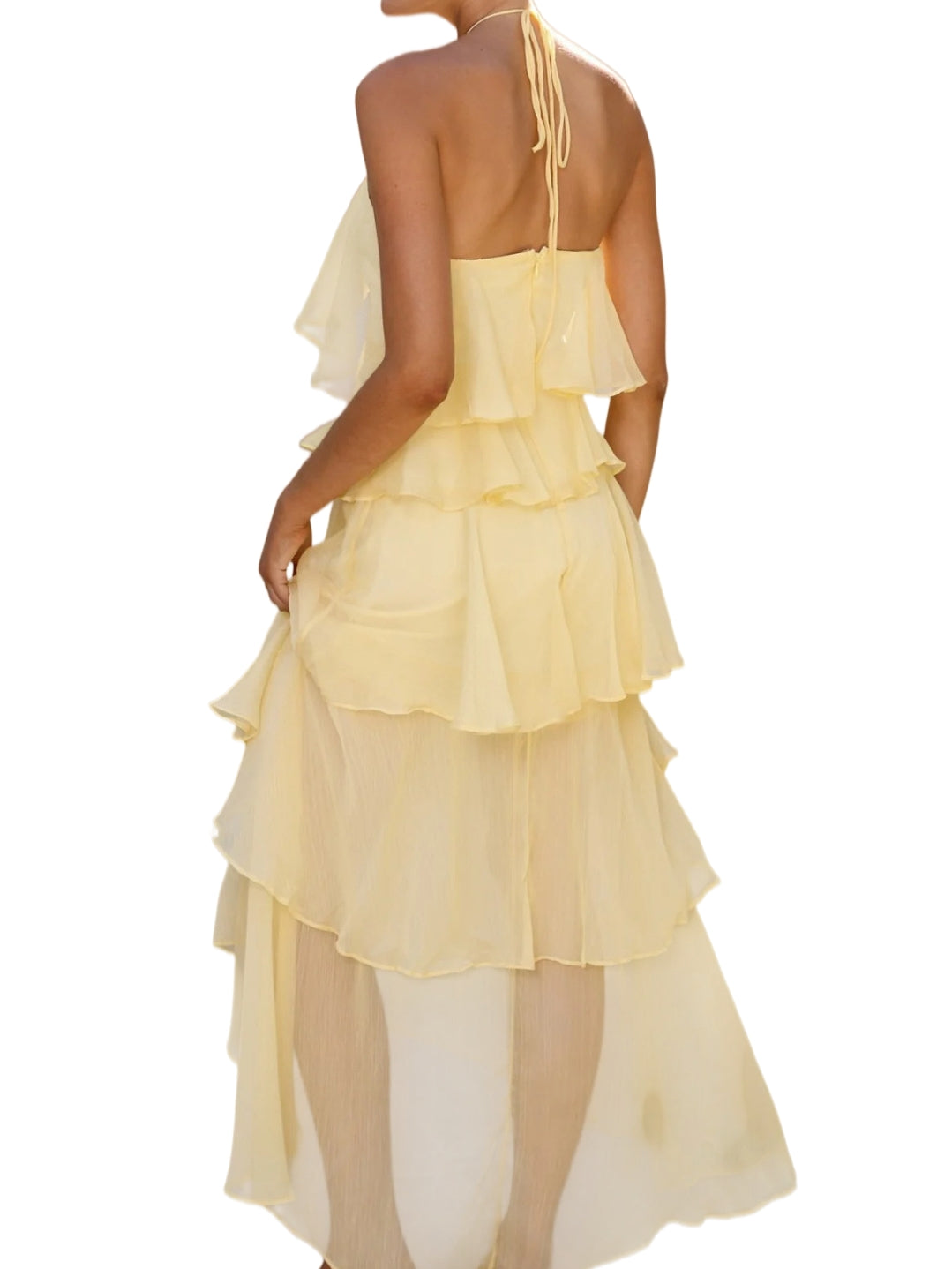 Halter-Neck Chiffon Maxi Dress