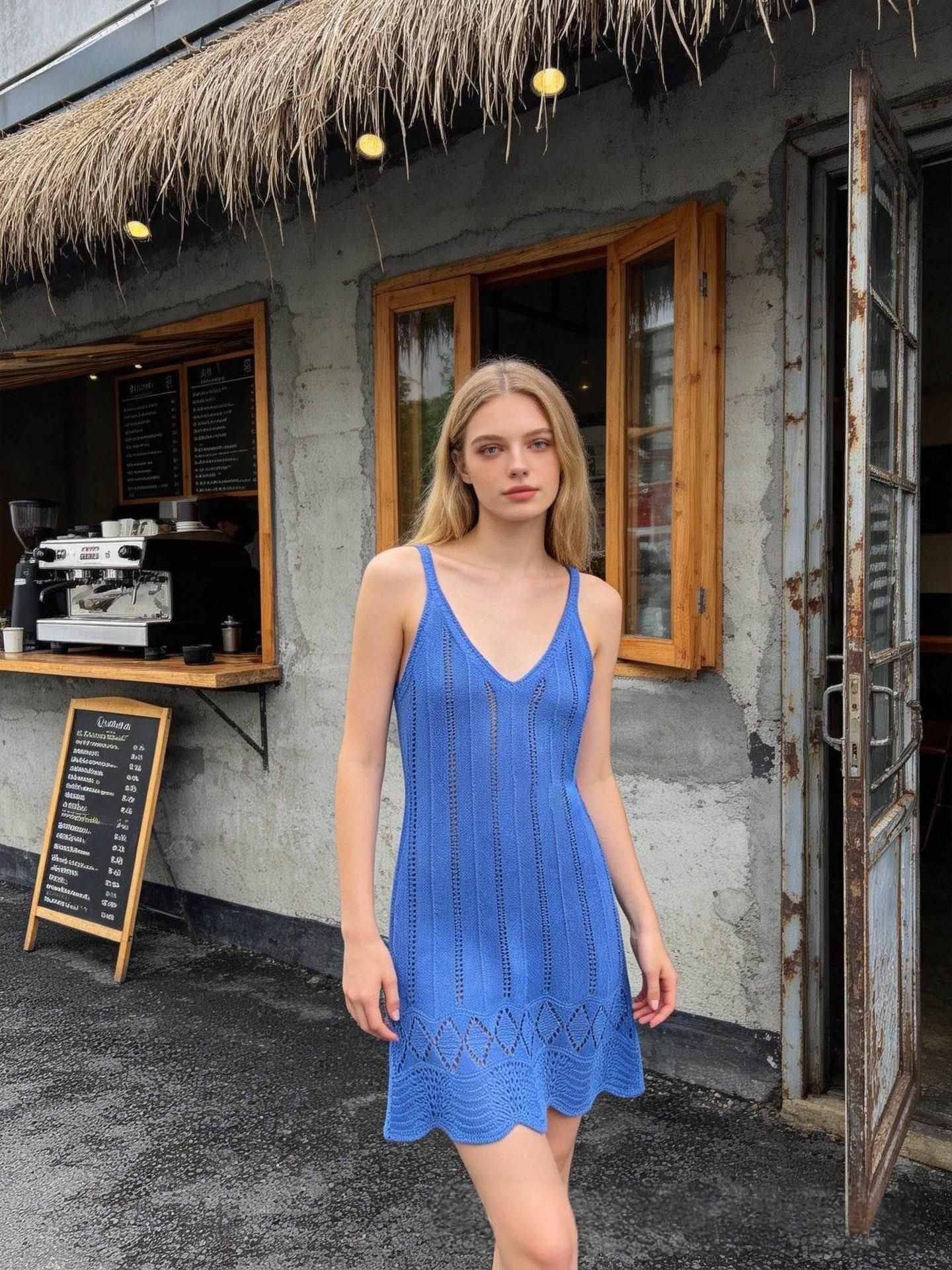 New Summer Hollowed-Out Cover-Up Knit Dress For Women