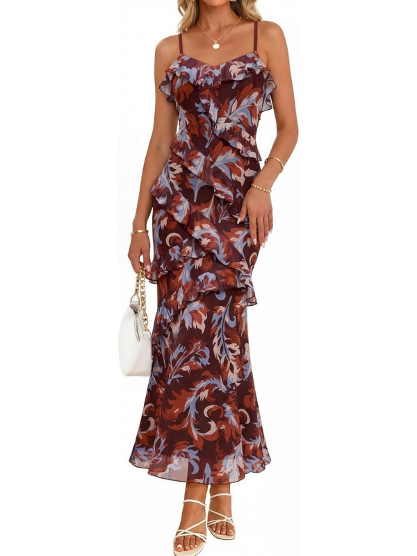 Summer Floral Wedding Guest Maxi Dress Women