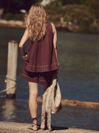 Womens 2 piece Outfits Sleeveless Matching Sets A Line Tank Tops High Waist Shorts