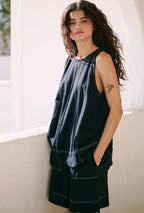 Womens 2 piece Outfits Sleeveless Matching Sets A Line Tank Tops High Waist Shorts