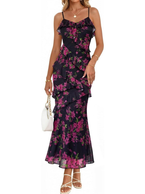 Summer Floral Wedding Guest Maxi Dress Women