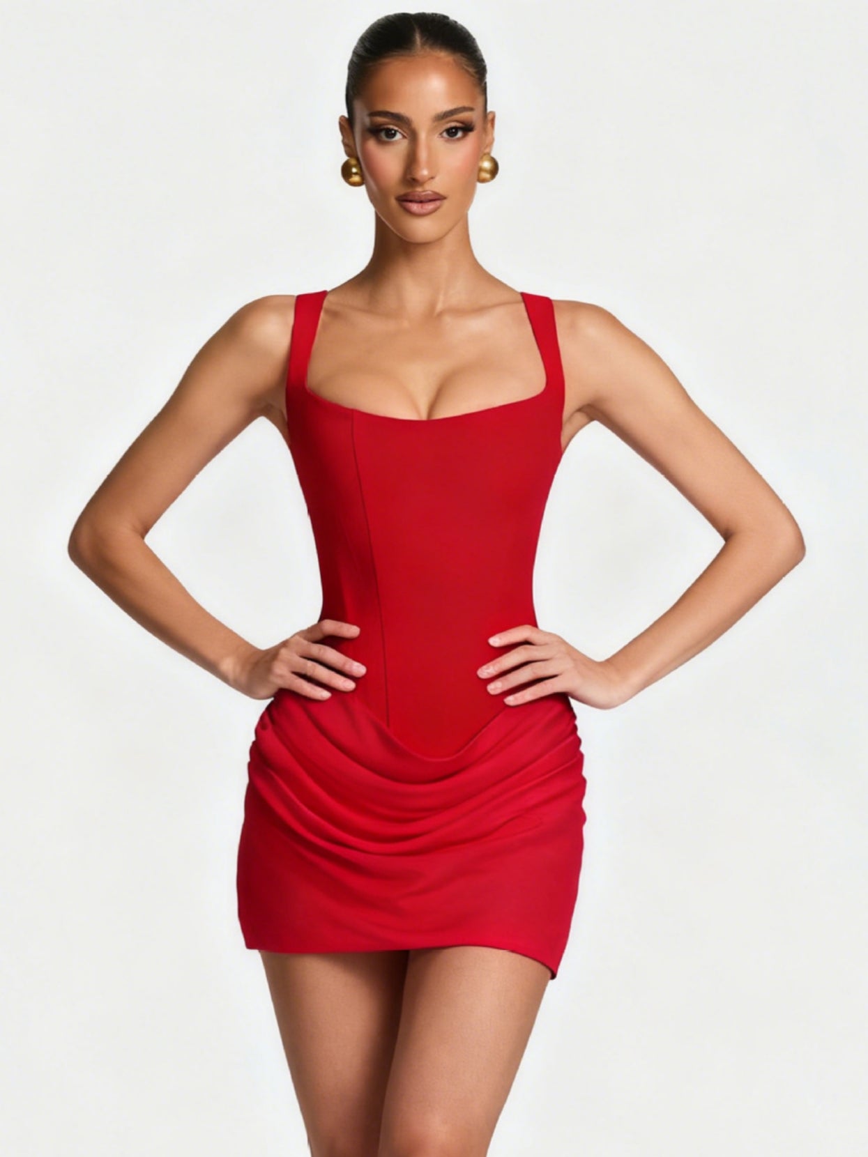Women's Pleated Bodycon Short Dress