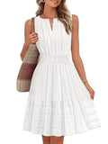Women's 2026 Summer Casual Mini Sundress Beach Vacation Sleeveless V Neck Flowy A Line Dress with Pockets