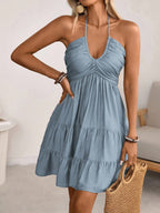 Women's Summer Halter Backless A-Line Dress