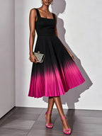 PLEATED OMBRE PARTY MIDI DRESS