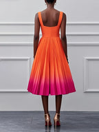 PLEATED OMBRE PARTY MIDI DRESS