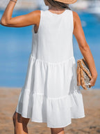 New Summer V-neck Lace Trim Loose Sleeveless Dress