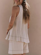 Womens 2 piece Outfits Sleeveless Matching Sets A Line Tank Tops High Waist Shorts