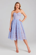WOMEN'S STRAPLESS LACE MIDI DRESS
